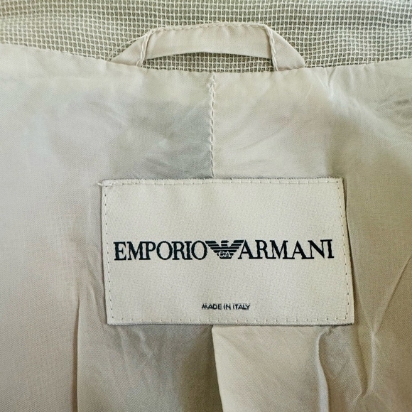 Women Blazer EMPORIO ARMANI Beige Single Button Front Long Sleeve Blazer Jacket - Picture 7 of 8